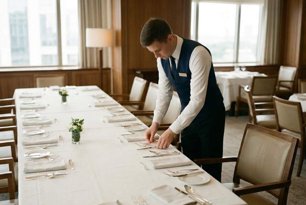 Service im Hotel-Restaurant – Tisch decken und Gäste professionell betreuen